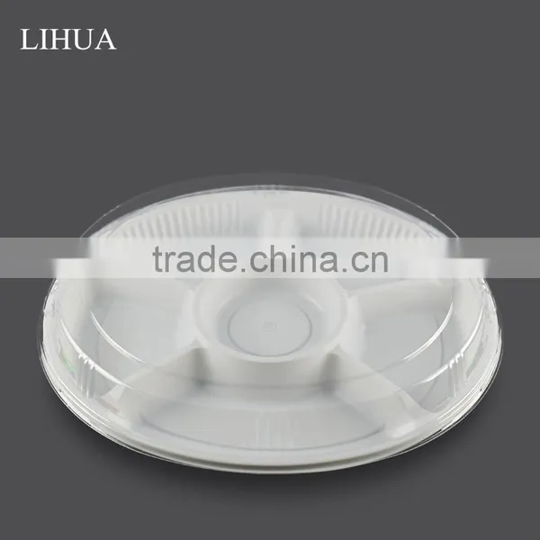 6 Compartments Disposable Plastic Round Food Container Box for Salad,Fruit,Sushi,Drysaltery and Dessert Packaging photo-2