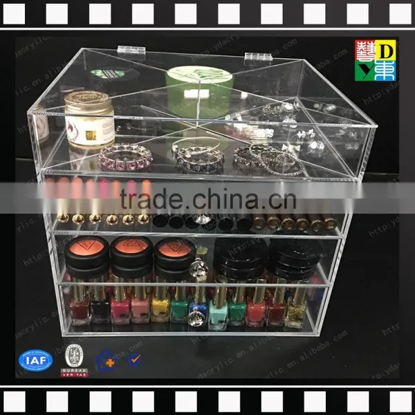2016 Customized Deluxe Diamond Handle Clear Acrylic Makeup Organizer With 7 Drawer photo-4