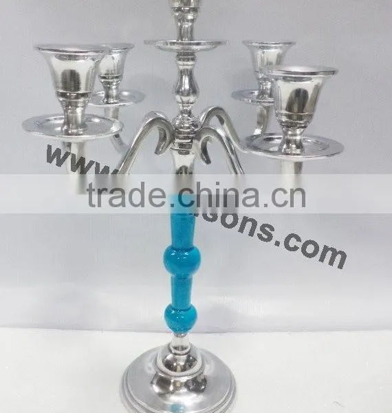 Wedding White Candelabra 5 Light With Flower Bowl( Optional) / Aluminium Candelabra for Decoration 90 Cms photo-5