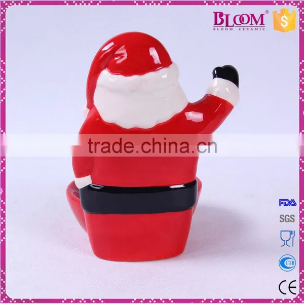 Christmas Santa Small Ceramic Tealight Candle Holder photo-3