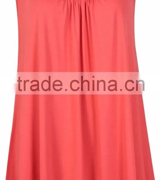 Plus Size Wholesale T-shirts Womens Sleeveless Ladies Ruched Uneven Hem Plain Long Vest T Shirt Top photo-6