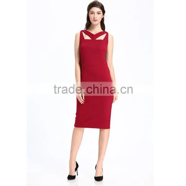 Domin Fashion Sleeveless Jacquard Fabric Bodycon Dress photo-3