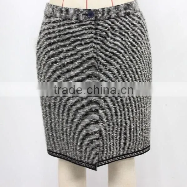 Wholesale Winter Office Wear Elegant Mature Tight Ladies Classic Tweed Pencil Skirt photo-2
