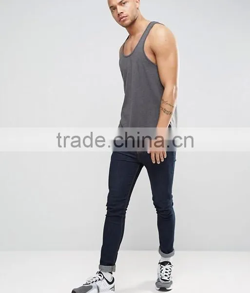 2017 Cheapest High Quality New Design Custom Dark Grey Color Gym Wear Comfortable 100% Polyester Fashion Men's Sport Vest photo-4