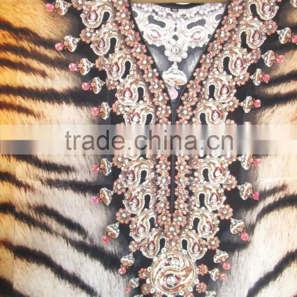 ANIMAL PRINT CAFTAN Digital Print Crepe 100% Silk LONG Kaftan Tunic Poncho photo-3