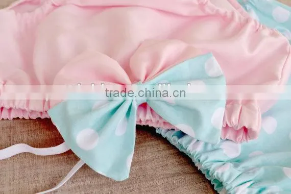 Cute Baby Cotton Bloomer Pure Color Diaper Cover With Bowknot Headband for Infants photo-6