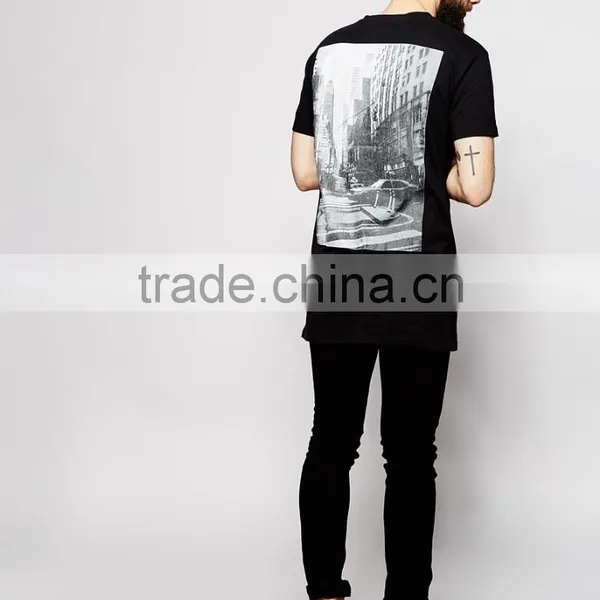 Black Long Line t Shirt Men, Custom Printing Men's T-shirt Sublimation photo-5