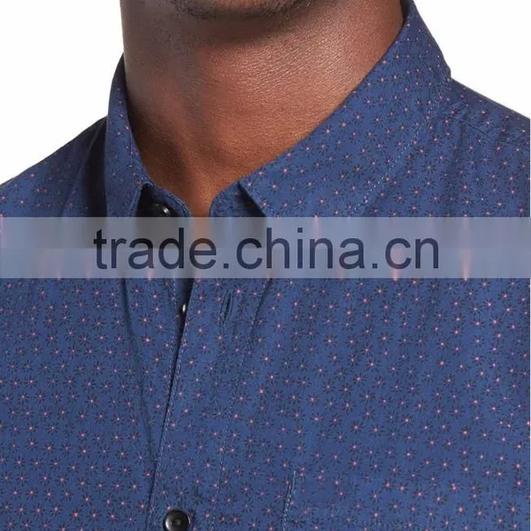 Dotted Daisy Print Royal Blue Custom Sublimation Men's Clothing Shirt Made in 2016 photo-4