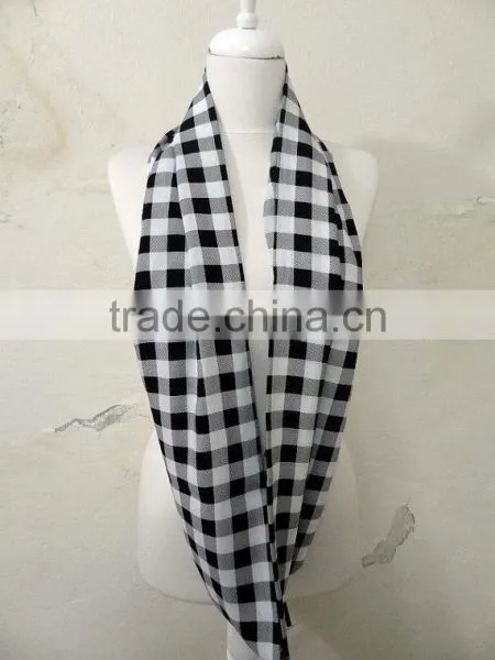 Black & White Plaid Gingham Infinity Scarf, Tube Scarf, Circle Scarf, Loop Scarf, Scarves, Spring - Fall - Winter Fashion photo-3