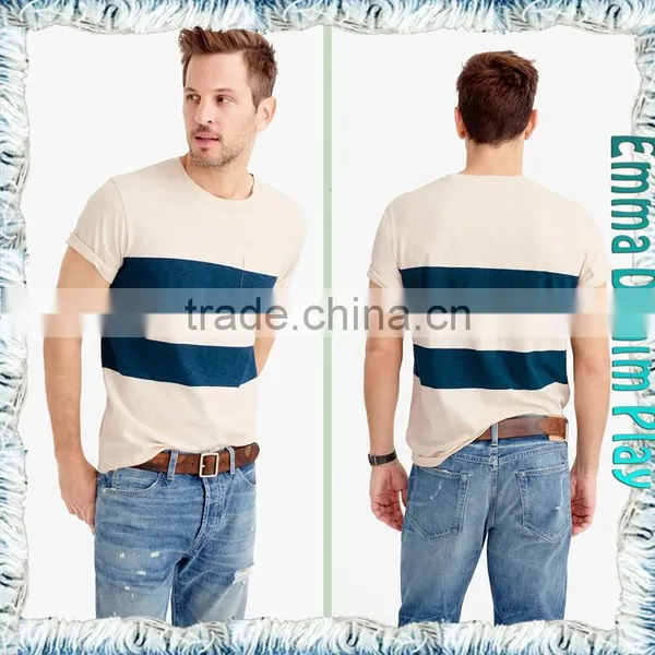 2017 Man's High Quality Customized Design Wide Stripe Style O Neck T Shirts photo-3