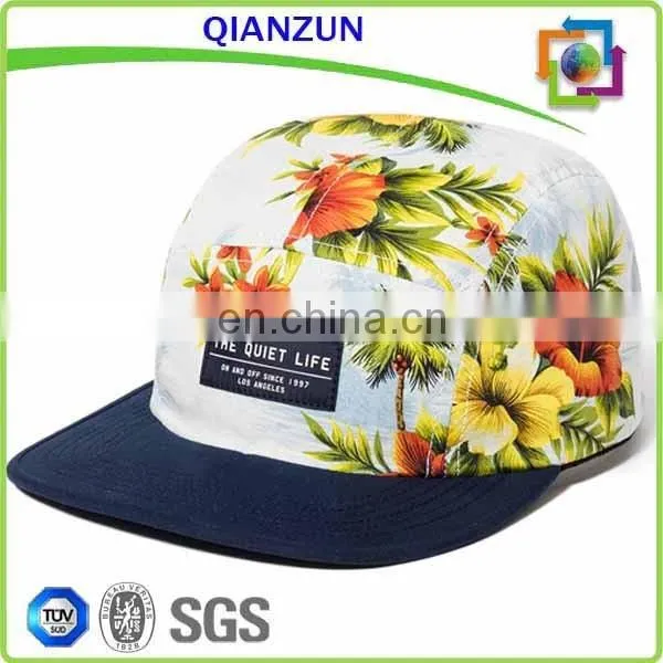 Floral Brim 5 Panel Hat Wholesale Front Patch Logo 5 Panel Hat/Cap photo-4