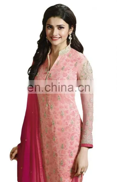Attractive Pink Colour Semi-Stitched Salwar Kameez Dress Material For Party Wear / Casual Wear & Office Wear(salwar Kameez Suit) photo-3