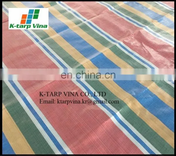 Durable and Strong Stripe Tarpaulin Multi-color Green/Blue/White/Red photo-2