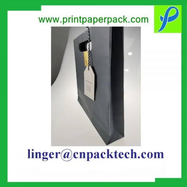 Black Custom Printing Pouch Paper Bag With Spot UV and Hanger Tag photo-5
