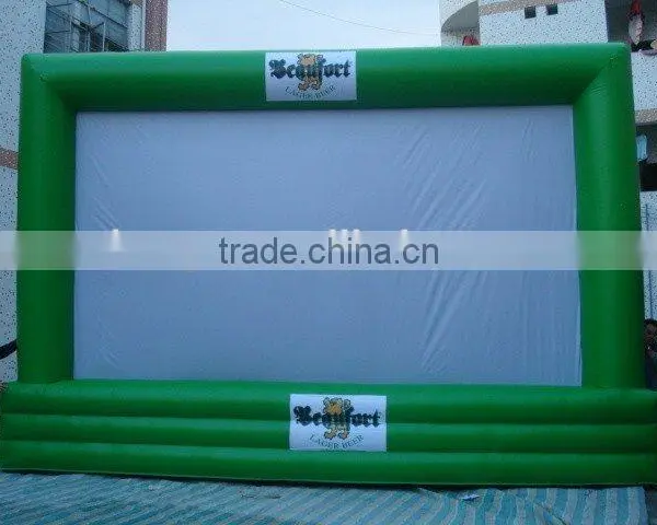 green outdoor portable giant advertising pvc inflatable projector screen inflatable movie screen