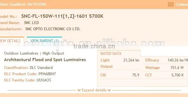 Shenzhen SNC Manufacturer Factory Price New High Lumen UL DLC Listed Outdoor Led Flood Light 150W photo-5