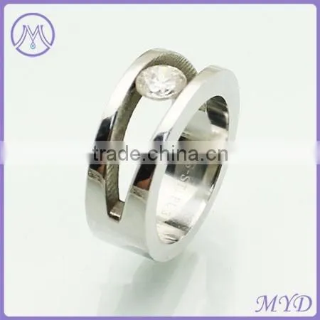 Professional Factory Tension Settling CZ Stone Stainless Steel Finger Ring for Men photo-2