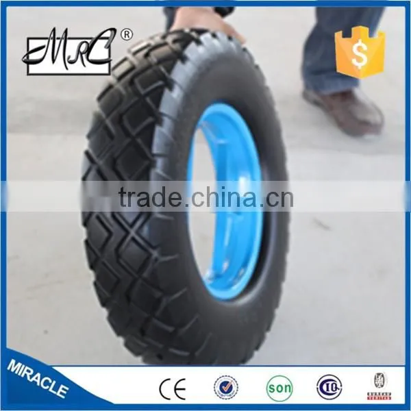 Heavy Duty Small Solid Flat Free PU Foam Wheelbarrow Wheel PU Wheel 4.80/4.00-8 photo-3