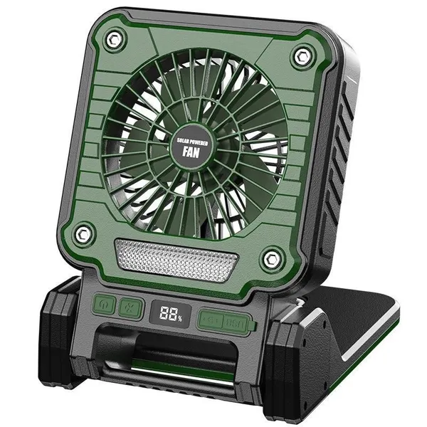NEW Foldable Handle USB Output Outdoor LED Flashlight Camping Lights Solar Fan With Solar Panel With Lights and Battery photo-3