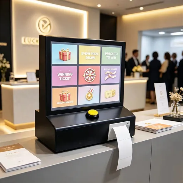 Tabletop Lucky Draw Light Box Press Button Prize Draw With Ticket Printout & LED Animation