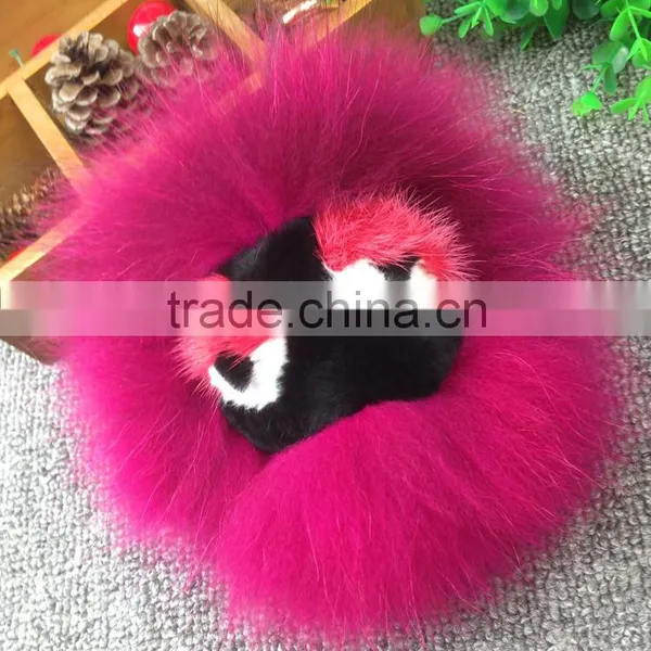 New Arrival Bag Phone Carkey Ornaments Monster Style Real Racoon Fur Leather Key Rings photo-4