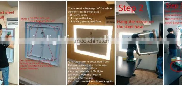 Bathroom Design IP44 LED Heat Pad Back-lit Bathroom Mirror photo-6