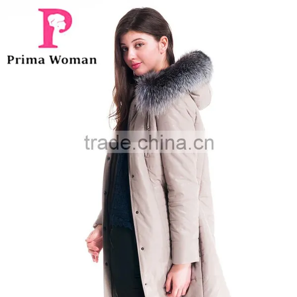 Winter Women Leather Medium Length Slim Fit Coat With Brown Fox Hat Overcoat photo-3