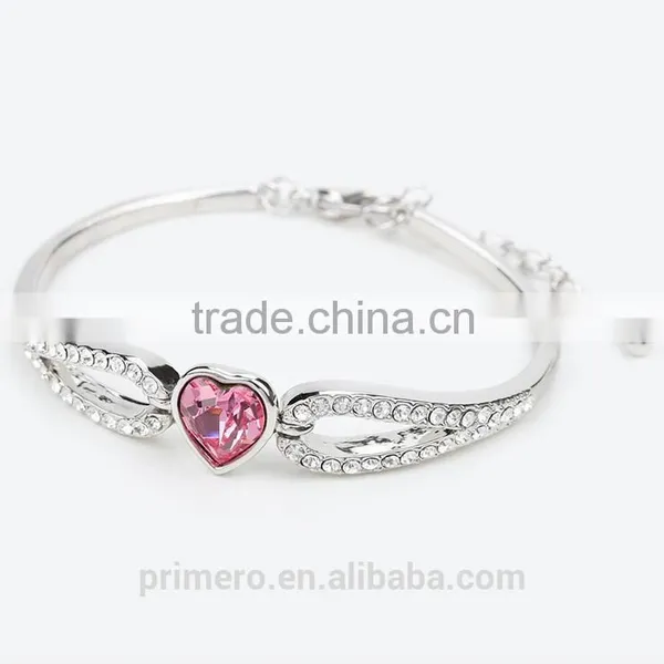Love Gifts Austrian Crystal Rhinestones Heart Angel Wings Bracelet Bangle Jewelry photo-6