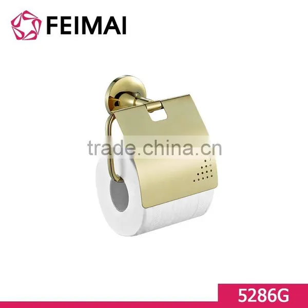 Brass Gold Plated Hotel Style Toilet Paper Holder With Cover photo-4