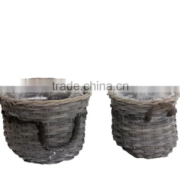 2pcs Factory Direct Supply Oval Garden Flower Basket With Handle photo-2