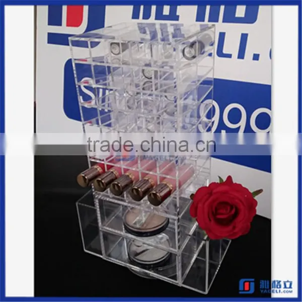 2016 China Manufacturer Acrylic Lipstick Holder With 2 Drawers / Rotating Spining Acrylic Lipstick Tower photo-5