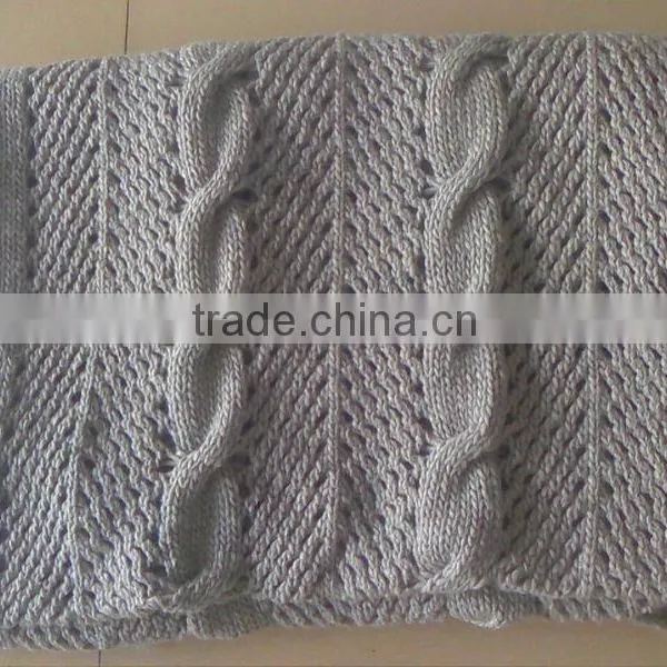 Fat Acrylic Cable Knitting Throw Blanket