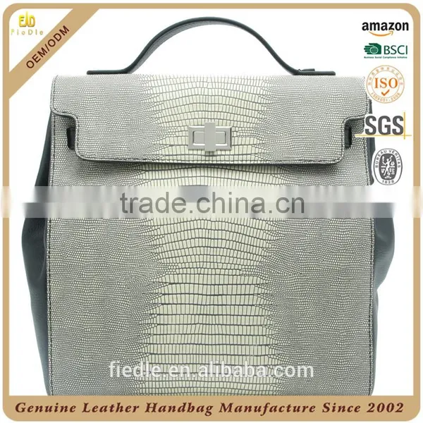 CSS728D001 Fashion Special Natural Lizard Grain Genuine Cow Leather Large Backpacks for Ladies photo-6