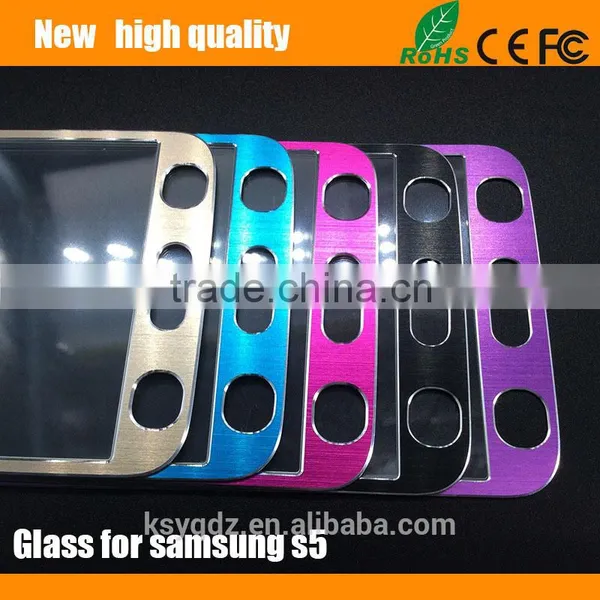 2.5D Color Brushed Metal Tempered Glass Screen Protector Guard for Samsung S5 photo-3