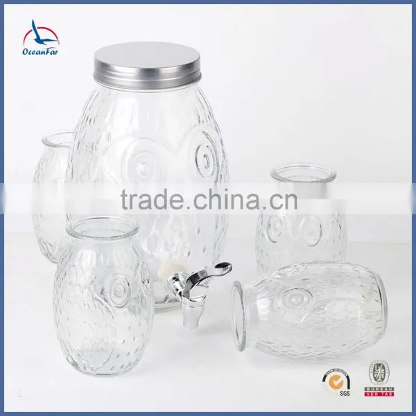 4L Hot Sale Beverage Glass Jar Owl Shape Cup Glass Dispenser photo-2