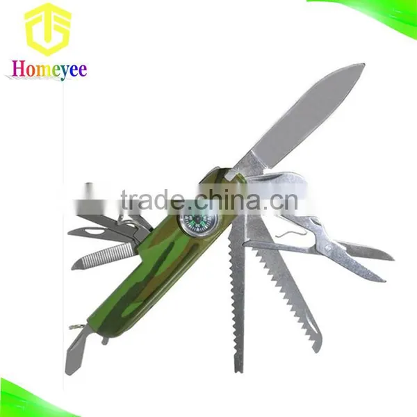 Camouflage Green Handle Multipurpose Knife With Compass for Outdoor photo-2
