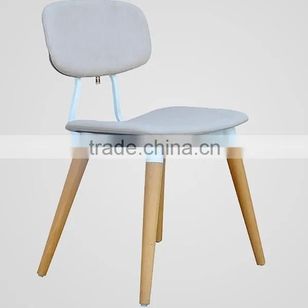 Blue Fabric Upholstered Dining Room Chair With Leather photo-3