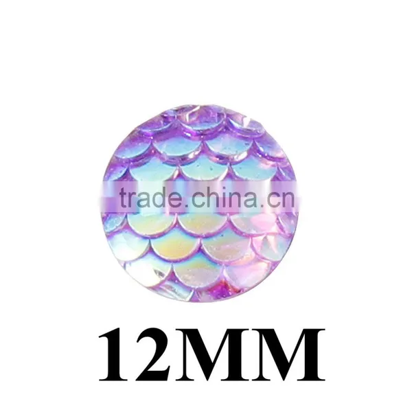 2016 Hot Sale 50pcs/lot Flat Back Resin Beads Round At Random Fish Scale Pattern 10mm( 3/8") photo-2