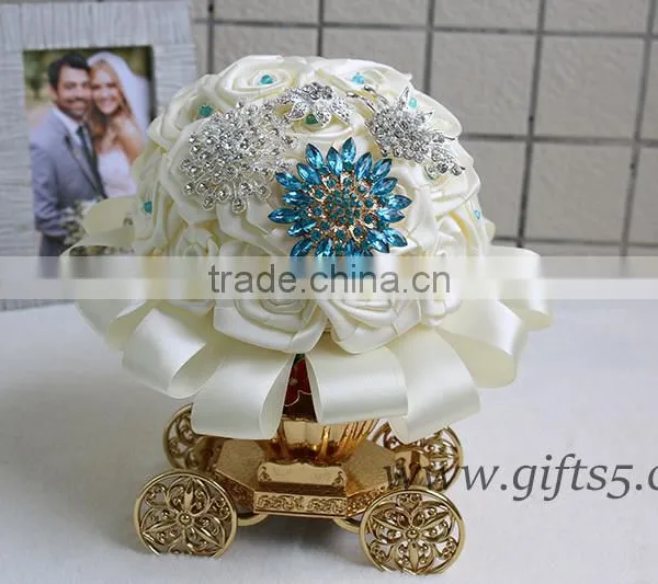 Exquisite Blue Brooches Bouquets, Beads Rhinestone Bouquets photo-3