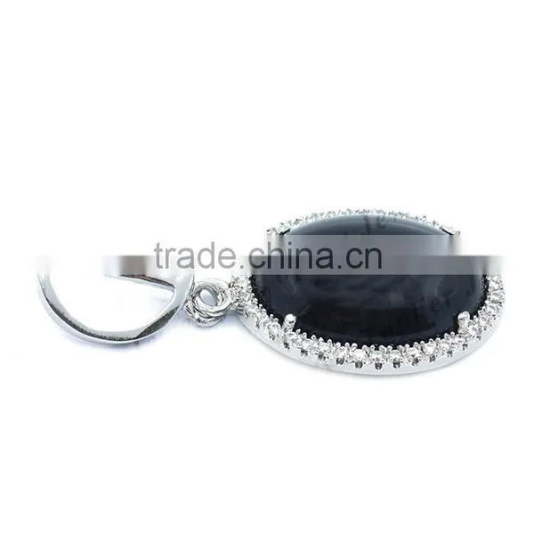 Wholesale Natural Stone Pendant Hottest Silver Jewellery Black Stone Pendant photo-2