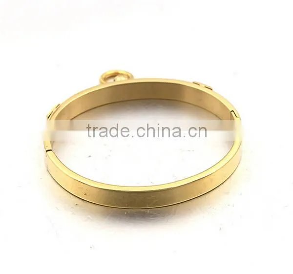 2016 Hot Sale Europe Cuff Bracelet Stainless Steel PVD Gold Crystal Bangle for Women photo-2