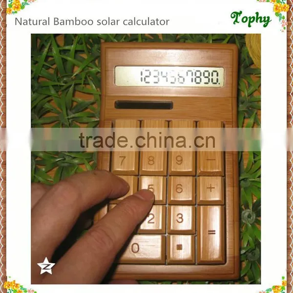 Solar Charge Bamboo Calculator Wood Calculator Unique for Christmas Gift photo-3