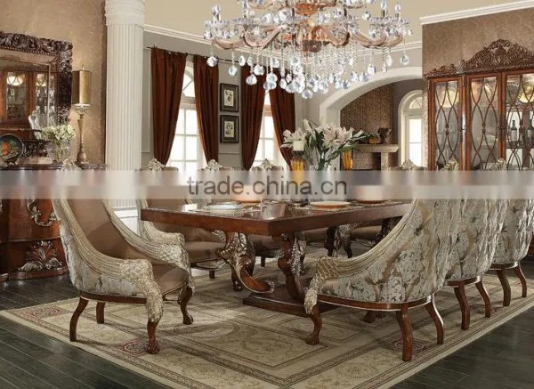 Pure American Classic Luxury Full Solid Wood Cream Color Palace Carving Dining Room Furniture Set(MOQ=1 SET) photo-2