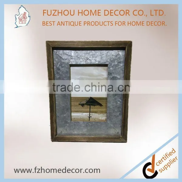 Customized Antique Wooden Photo Frame With Tin Decor for Home or Gift photo-2