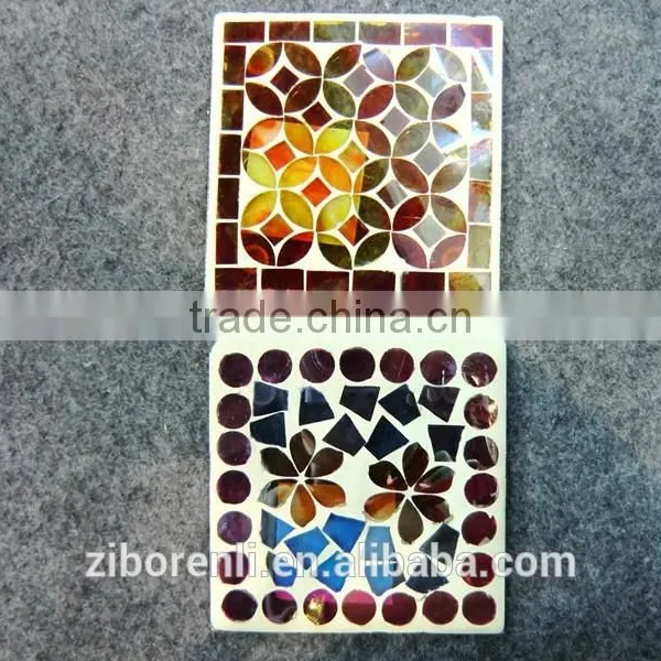 Square Shape Iridescent Color Mosaic Coasters photo-2