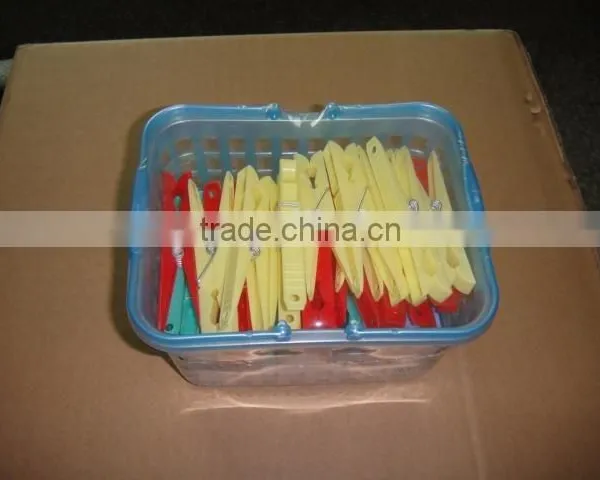 Plastic Colourful Clothes Hangers Plastic Clothespin/clothes Peg/clothes Clip With a Basket photo-4