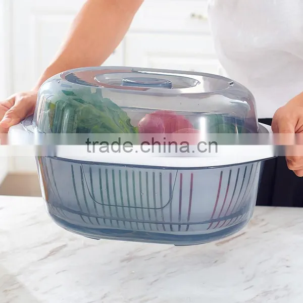 New Design Plastic Double Layer Fruit Vegetable Colander Strainer photo-4