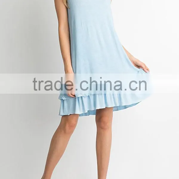 No Logo Clothes Sublimation Blanks Rayon Spandex RUFFLE HEM KNIT TANK DRESS Blank Jersey Dress photo-6