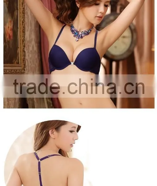 Sexy Front Closure Push up Sexy Ladies Seamless Lace Bra Set photo-3