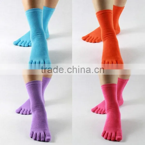 Plain Color 100% Cotton Socks Five Toe Socks photo-2